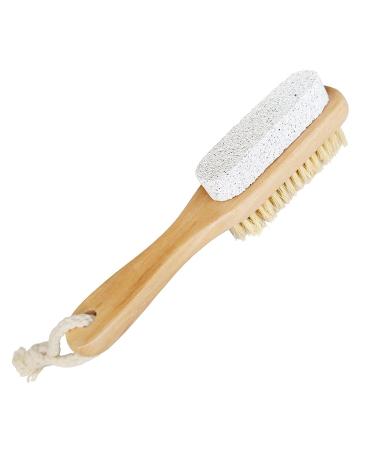 Aisilk Foot Natural Bristle Brush & Pumice Stone Combo W/Rope wooden handle - Exfoliator Pedicures Calluses Remover - Smoother Body skin, feet, elbow Scrubber for Massage SPA Sauna and more 1 Count (Pack of 1)
