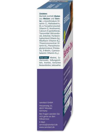 Sanotact Beer Yeast + Zinc | Vegan Skin Hair & Nails Vitamins | 60 Tablets with Biotin B12 B6 & Vitamin C - Buy Online on GoSupps.com