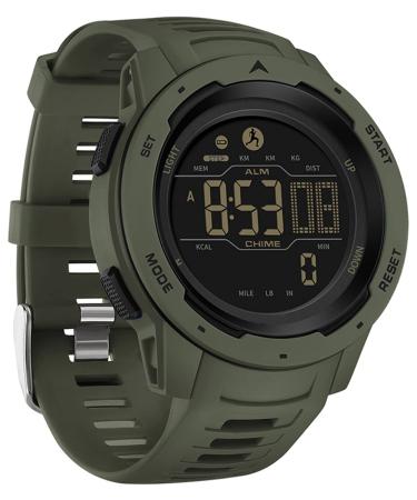 findtime Digital Watches for Men Pedometer Step Calorie Counter Watch 5ATM Waterproof Sport Military Tactical Watch Stopwatch Countdown Alarm Sports Distance Record Hiking Running Watch green