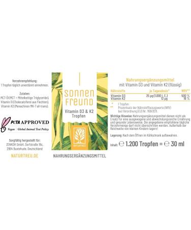 NATURTREU Vitamin D3 K2 Drops with Magnesium - High Dose Vegan Sun Friend & Power Reserve - International Shipping Available - Buy Online on GoSupps.com
