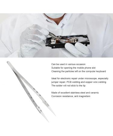 Straight Head Tweezers Tweezer Straight Tip Tweezers Straight Head Fine Tip Stainless Steel Ceramic Anti Magnetism Jumper Repair Tweezers Tweezer - Buy Online on GoSupps.com