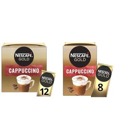 Nescaf Gold Cappuccino Sachets 12 Cups (Pack of 1) & Gold Cappuccino Instant Coffee 8 x 15.5g 8 Count (Pack of 1)