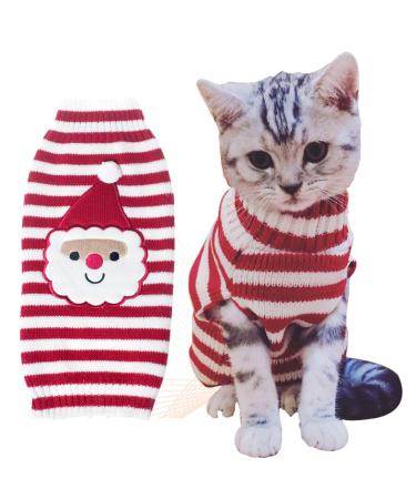 BOBIBI Cat Sweater Christmas Santa Claus Pet Cat Winter Knitwear Warm Clothes Small 1-Santa Claus