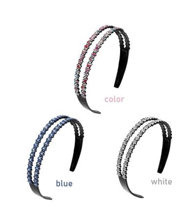 Colorful Crystal Rhinestone Headband Set - 3 Slipproof Hair Accessories for Women & Girls | Elastic Hair Bands in 3 Colors - Buy Online on GoSupps.com