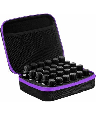 TUZAZO Essential Oils Storage Case - Hard Shell Carrying Case for 30 Bottles - Shockproof & Durable - Includes Bottle Opener and Labels (Black&Purple) - Buy Online on GoSupps.com
