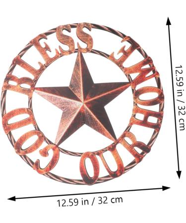 Cabilock Retro Wrought Iron Disc Wall Art Adornment Home Decoration God Bless Our Home Wall Decor Brown - Buy Online on GoSupps.com