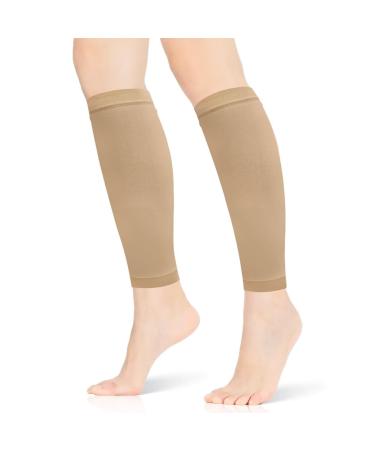 15-20 mmHg Compression Socks for Women & Men Pregnancy Compression Socks Medical Footless Graduated Compression Stockings for Varicose Veins Edema DVT L Large Beige 1