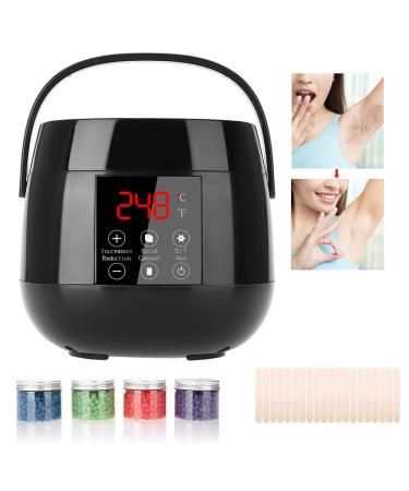 Wax warmer wax hair removal waxing set hair removal device hard hot wax warmer LED display with 4 hard wax beans and applicator sticks for full body legs face eyebrows