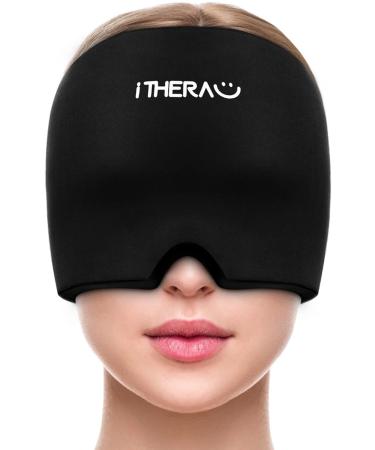 I-THERA-U Headache Relief Cap - Reusable Migraine Relief Cap 360 Flexible Headache Hat for Migraine Migraine Cap for Tension Headache Relief Sinus Pressure Puffy Eyes Migraine Relief Hat Black