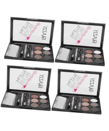 Beavorty 4 Sets Eyebrow Powder Set Eyebrow Brush Multifunctional Cosmetic Accessory Six-color Eyebrow Powder