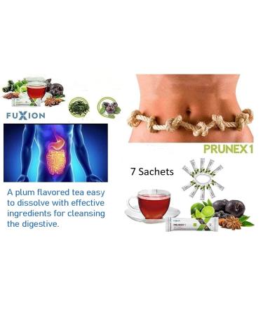 FuXion Prunex 1 Plum Flavored Tea: Easy-Dissolve Kelp for Digestive Health and Constipation Relief (7 Sachets) - Buy Online on GoSupps.com