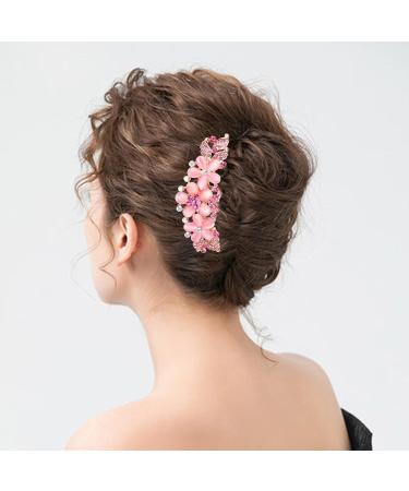 Sankuwen Rhinestone Flower Hair Comb Hairpin Barrette Accessory - Style-C Pink - Buy Online on GoSupps.com