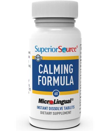 Superior Source Calming Formula - L-Theanine & Melatonin Quick Dissolve Tablets | 60 Ct Non-GMO | Enhanced Mood & Sleep Support - Buy Online on GoSupps.com