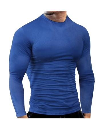 Mens Workout Compression T-shirts Long Sleeve Muscle Slim Fit Quick Drying Bottoming Tops Elastic Athletic Gym Tee 01*a Medium