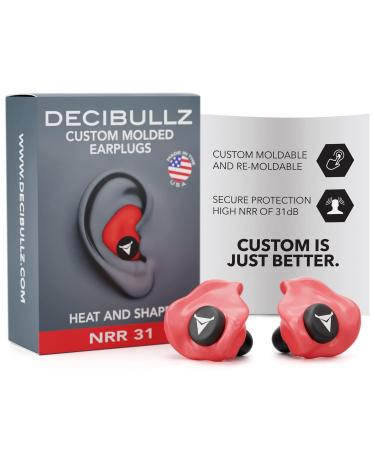 Decibullz - tailor -made earplugs 31 dB highest NRR comfortable hearing protection for shooting traveling swimming work and concerts red - Buy Online on GoSupps.com
