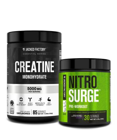 Jacked Factory Nitrosurge Pre-Workout in Grape & Creatine Monohydrate for Men & Women