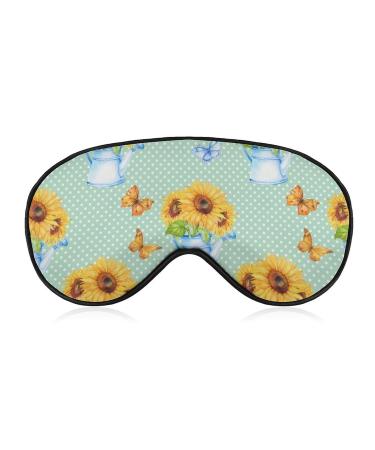 Sunflower Bouquet Butterfly Sleep Mask Eye Mask Blocks Light with Adjustable Strap for Sleeping Sunny Yellow Floral Eye Sleep Shade Cover for Men Women