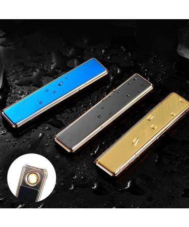 Windproof USB Arc Lighter Slim Profile Coil Lighter USB Arc Lighter Rechargeable Dual Arc Lighter Plasma Flameless USB Rechargeable Lighter Windproof Flameless Lighter (Black+Blue) - Buy Online on GoSupps.com
