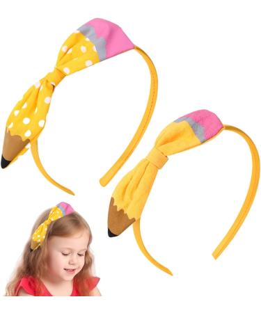 Fovolat Cute Headbands for Girls | Yellow Pencil Back to School Headwear - Hair Accessory Styling Decorations Cute Bow Hair Clips for School Kindergarten Combination 2 1 count (Pack of 1) - Buy Online on GoSupps.com