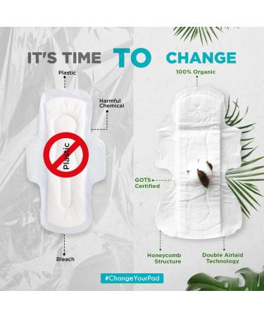 Hi Life Organic Pads - Super-Absorbent & Rash-Free | Overnight & Heavy Flow | Biodegradable Disposal Bag | Pack of 30 - Buy Online on GoSupps.com