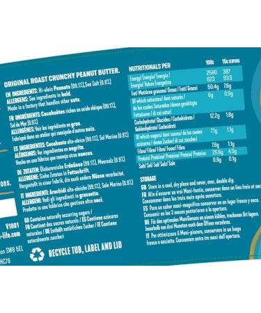 ManiLife Peanut Butter - Peanut Butter - All Natural Single Origin No Added Sugar No Palm Oil - Original Crunchy (1 x 900g - Buy Online on GoSupps.com