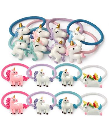Unicorn Ponytail Holders Hair Ties for Toddler Girls Elastic Rubber Hair Bands Ties for Infant Children Kids Pack of 16