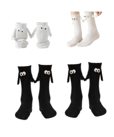 Couple Holding Hands Socks - Funny Magnetic Suction 3D Doll Socks Funny Suction 3D Doll Couple Socks Black