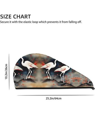Japanese Cranes Flying Coral Velvet Dry Hair Cap | Ideal for Home Travel & Pool Parties - Buy Online on GoSupps.com