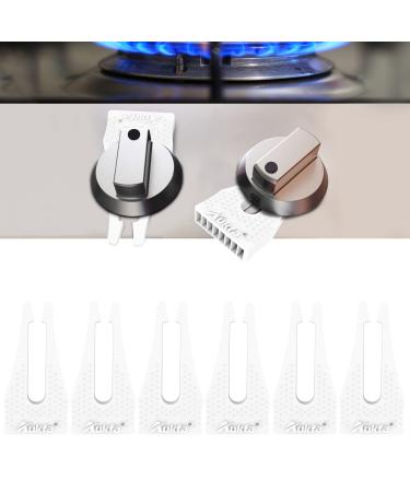 Gas Stove Baby Proof Knobs Locks (6 Pack), Aukfa Child Proofing Oven Knob Lock  No Tools Needed(White)