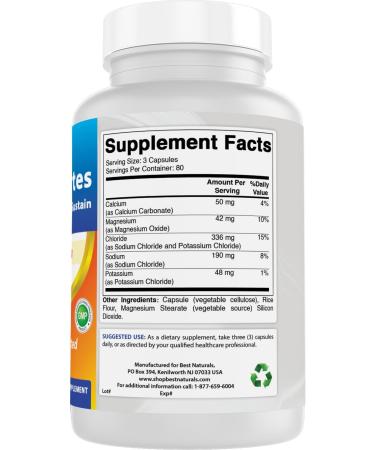 Best Naturals Electrolytes Hydrate-Balance- Sustain Premium Formula 240 Capsules. Gluten Free and Non-GMO. 240 Count (Pack of 1) - Buy Online on GoSupps.com