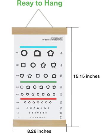 Pediatric Eye Chart for Kindergarten Kids | Visual Acuity Test Wall Chart with Wooden Frame | 10ft Distance | 15x8 Inches Canvas for Eye Exams - Buy Online on GoSupps.com
