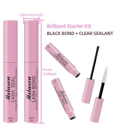 Lash Bond and Seal Kit - Waterproof Cluster Lashes Glue for DIY Extensions | 72-Hour Strong Hold Latex-Free Adhesive (2x5ml Black & Clear - Buy Online on GoSupps.com