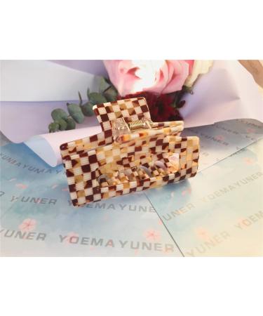 YOEMAYUNER Checkered Hair Claw Clips - Set of 3 Fashionable Retro Clamps for Women and Girls - Buy Online on GoSupps.com