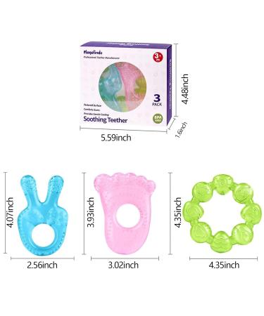 3-Pack Frozen Water Teether Teething Toys for Babies 0-6 Months - BPA Free Soothing Teether Set in Blue/Pink/Green - Buy Online on GoSupps.com