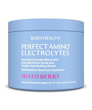 BodyHealth PerfectAmino Electrolytes Powder No Sugar, Keto Sugar Free Fasting Electrolytes Drink Mix, Hydration Powder with Trace Minerals - Mixed Berry - 60 Servings Mixed Berry 10.6 Ounce (Pack of 1)