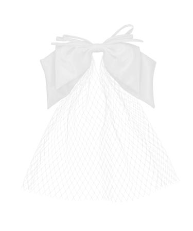 minkissy 1pc Small Bow Veil Kids Hair Accessories for Girls Tiaras for Girls Wedding Hair Bow Veils for Brides Baby Hair Bows Pearl Headpiece Hair Supply Orchid Child Cloth Bow Tie
