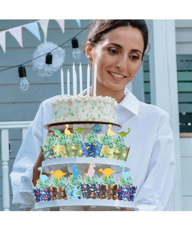 Dinosaur Cupcake Toppers & Wrappers Set - 48 Pieces | Baby Cute Dino Party Decor for Boys, Girls, Kids Birthday, Baby Shower & Jurassic Park Themed Events - Buy Online on GoSupps.com