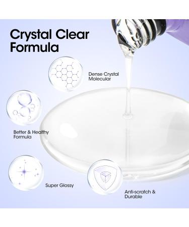 Gellen Gel Base and Top Coat - 18ml Crystal Top Coat Nail Polish Anti-Scratch No Sanding Soak Off UV Light Cured Super Glossy Gel Polish for Salon Use - International Shipping Available - Buy Online on GoSupps.com