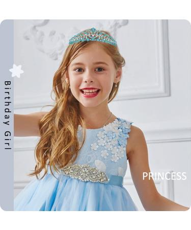 Ahoney Teal Rhinestone Crown Tiara for Women - Princess Birthday Party Cosplay Halloween Costume Accessory - Buy Online on GoSupps.com