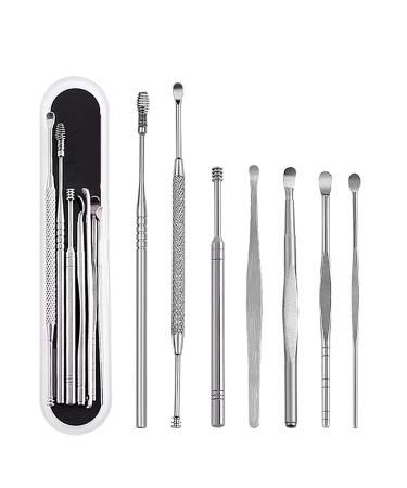 2sets Unisex Stainless Steel Spring Spiral Ear Pick Spoon Wax Removal Cleaner Ear Clean Tool