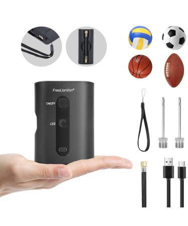 FreeLionVon Electric Ball Pump,Smart Air Pump Portable Fast Ball Inflation Automatic Electric Fast Ball Pump for Soccer Ball,Basketball, Football,Volleyball,Rugbyball.with Ball Needle*2 Black