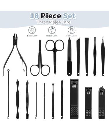 Professional 18-Piece Manicure Pedicure Set - Stainless Steel Nail Care Kit for Home & Travel - Perfect for Men & Women - Buy Online on GoSupps.com