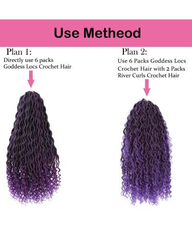 8 Packs 22'' Purple Goddess Locs Crochet Hair | Boho Faix River Locs with Curly Ends | 8 packs/lot T1B/Purple - Buy Online on GoSupps.com