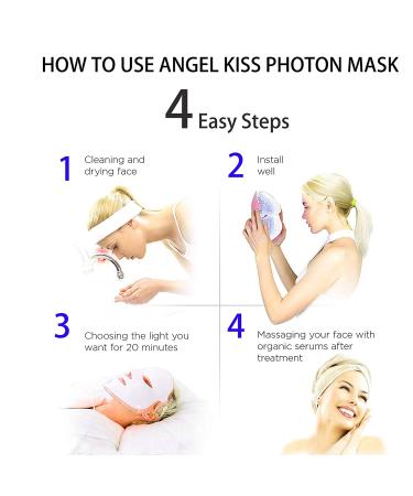 Angel Kiss LED Face Mask Light Therapy - 7 Color Blue & Red Light for Anti-Aging Skin Care | Facial Treatment Photon Mask for Wrinkle Removal & Skin Rejuvenation - Best Gift for Women - Buy Online on GoSupps.com