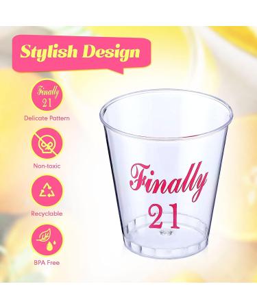 Nuogo 100 Pcs Finally 21 Plastic Shot Glass - 21st Birthday Gift & Decorations for Her | Party Supplies - Buy Online on GoSupps.com
