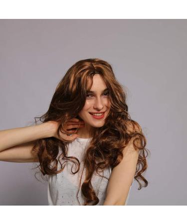 Buy Brown Wavy Synthetic Wig for Women Long Curly Hair | 80s 70s 60s 50s Cosplay Hairstyle | International Shipping Available - Buy Online on GoSupps.com
