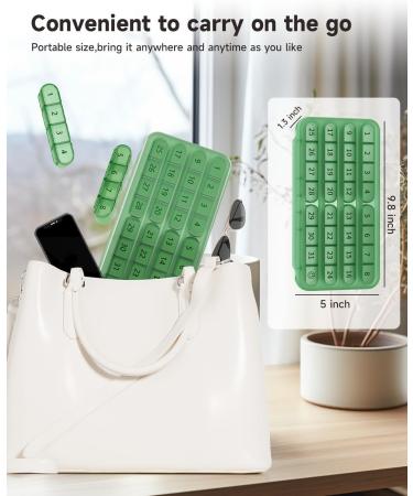 Monthly Pill Organizer - 30 Day Pill Box Once a Day Medicine Holder for Vitamins - Green Pill Case - Buy Online on GoSupps.com