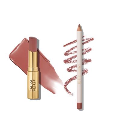 LAURA GELLER Lip Color & Liner Lip Kit | Jelly Balm Hydrating Tinted Lip Balm A Latte Love + Marble Lips Multidimensional Liner Tranquil Terracotta