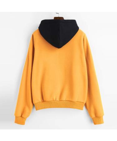 Bigfanshu Womens Tops Casual Long Sleeve Pouch Pocket Pullover Hoodie Top Blouse Yellow - Buy Online on GoSupps.com