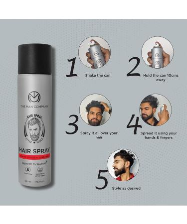 Th'e Ma'n Com'pany Hair Styling Spray For Men 250Ml | Strong Hold Long Lasting Matte Look & Instant Grip | Natural Shine Non-Stick Ultra Hard Black - Buy Online on GoSupps.com